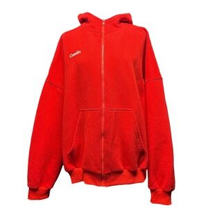 Comfrt Oversized Heavyweight Zip Hoodie Red Size L Fleece Lined Streetwear Viral